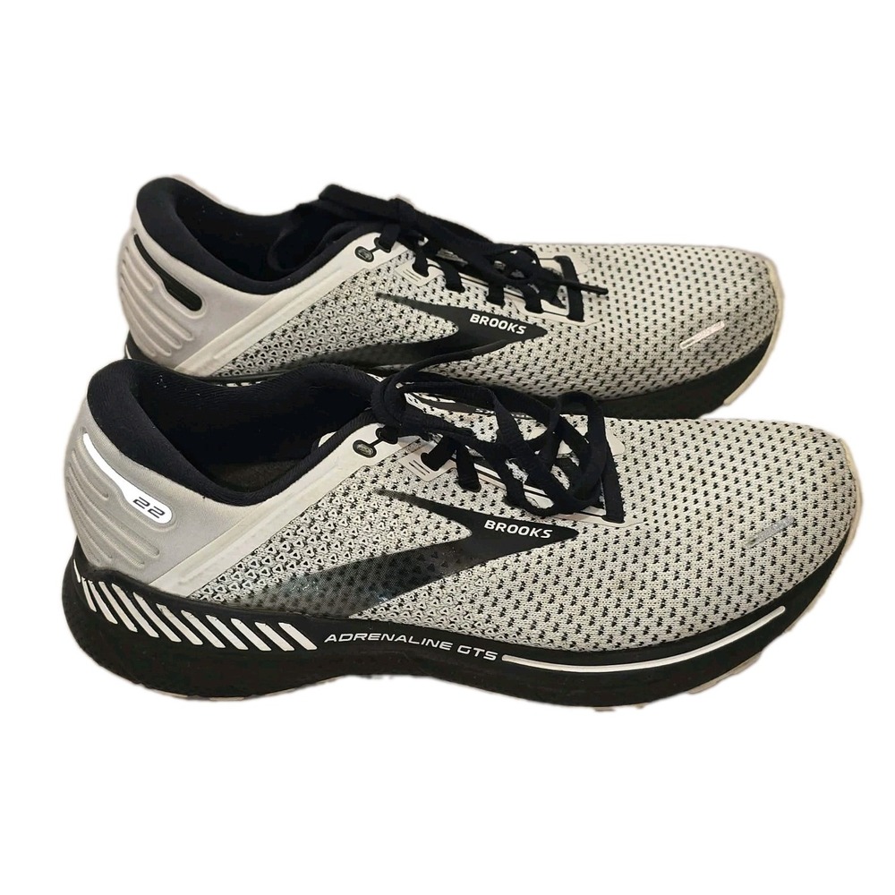 Brooks Adrenaline GTS 22 Men's 9 D White Grey Black Running Shoes 1103661D135